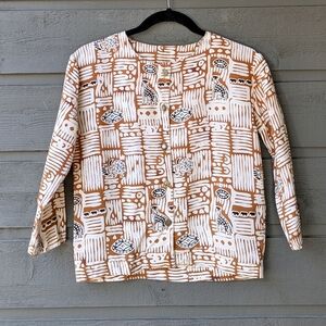 VTG 90s Java Wrap Tribal Pattern Button Front Blouse Size 7